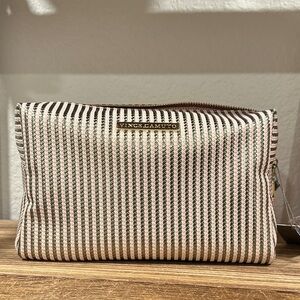 NWT Vince Camuto Striped Cosmetic Bag in Pink and Green